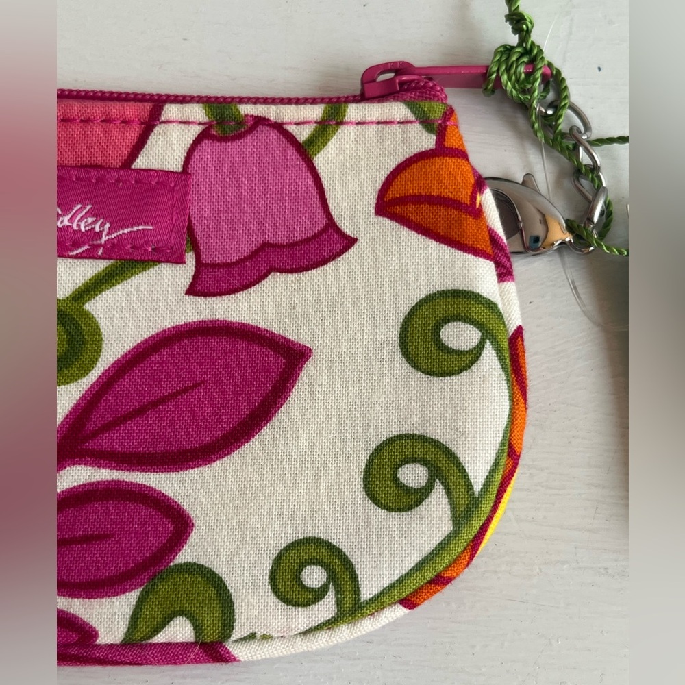 Vera Bradley Lilli Bell Clip Zip ID Pink and Orange Floral Pouch - Picture 7 of 9